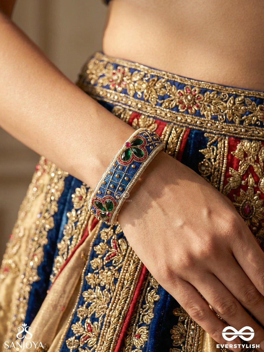 Neelketana - Blue Emblem - Ornate Bracelet With Enamelled Panel And Gemmed Motif Detail (Pack Of 1)