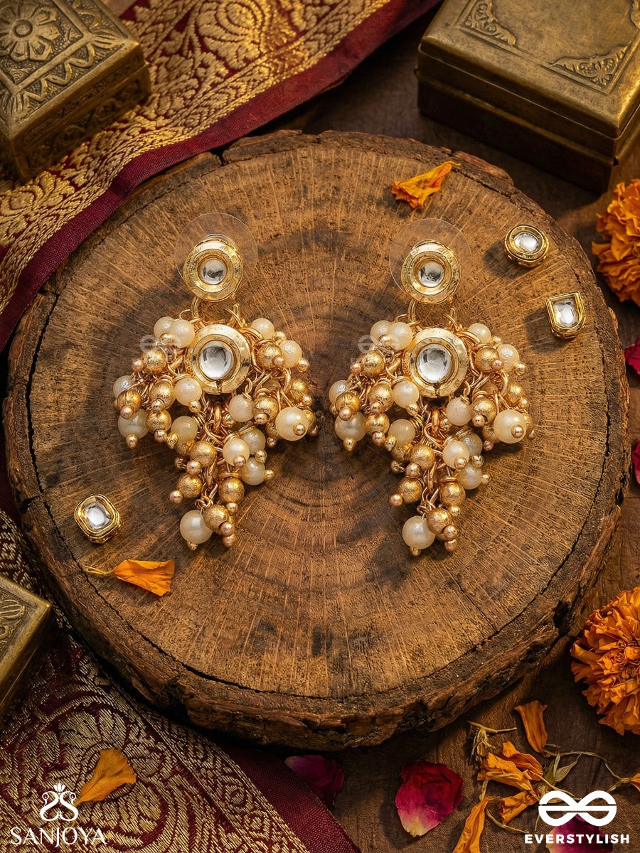 Alokjhari - Stream Of Light - Ornate Earrings With Embellished Panel And Dangling Elements