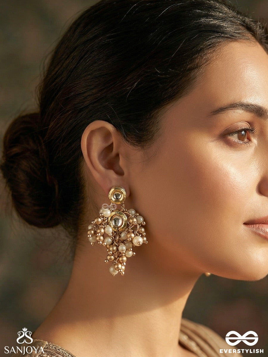 Alokjhari - Stream Of Light - Ornate Earrings With Embellished Panel And Dangling Elements