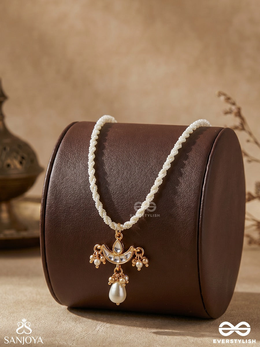 Kanakbindu - Golden Drop - Minimal Necklace With Pearl Strands And Single Dangling Accent