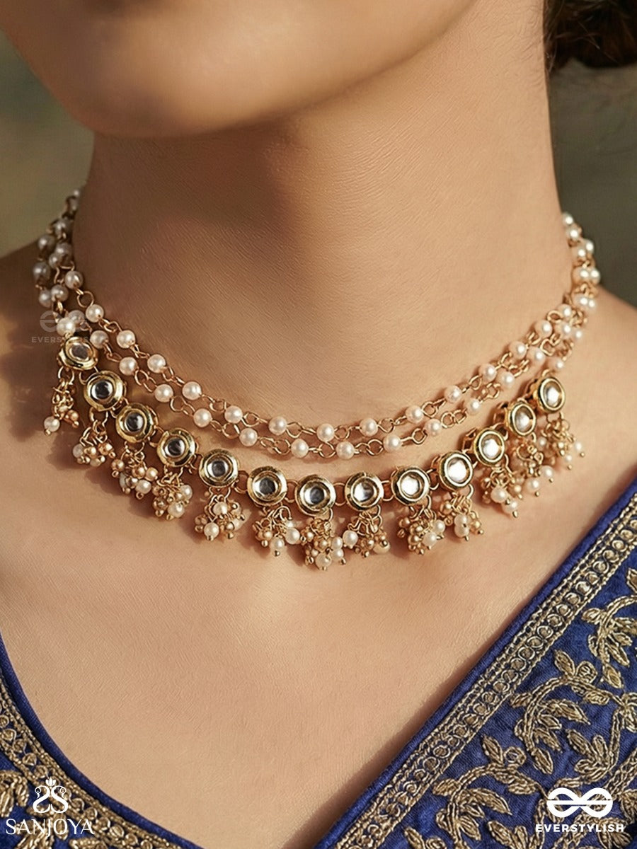 Alokjhari - Stream Of Light - Elegant Necklace With Structured Links And Cascade Detailing