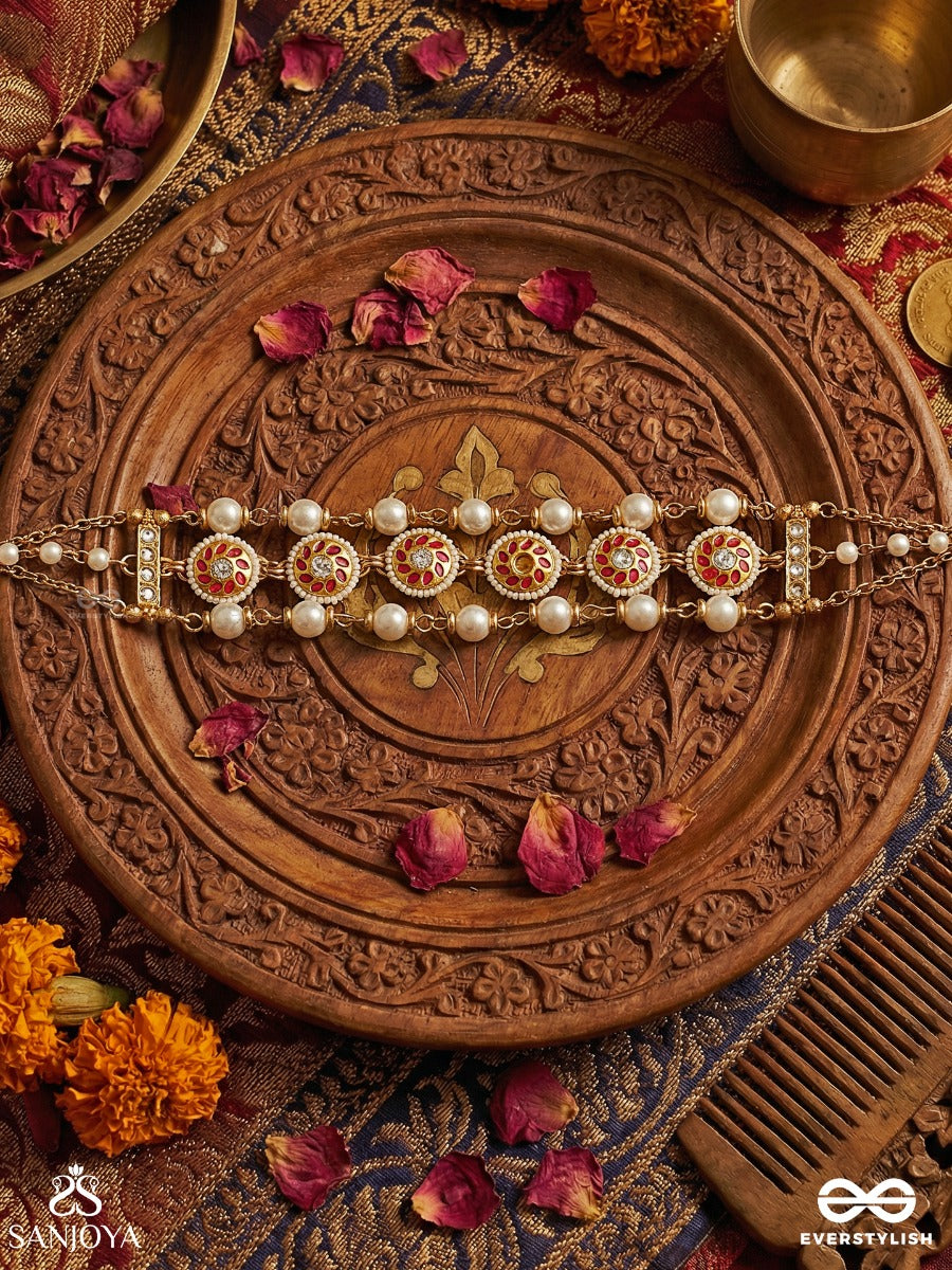 Vasupratika - Treasure Emblem - Decorative Necklace With Repeating Motifs And Delicate Drop Accents