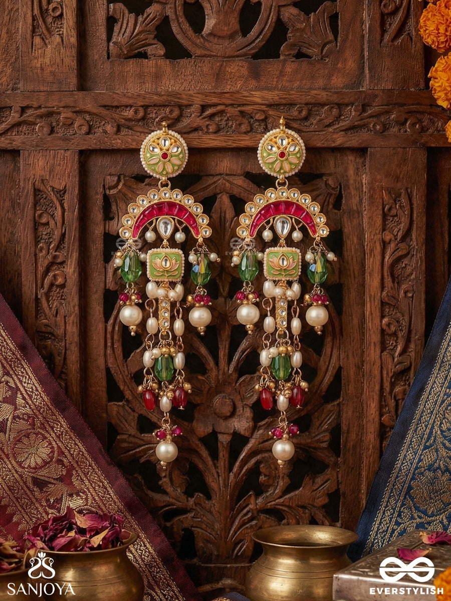 Samrita - Perfect Balance - Statement Earrings With Ornamental Form And Multi-Drop Elements