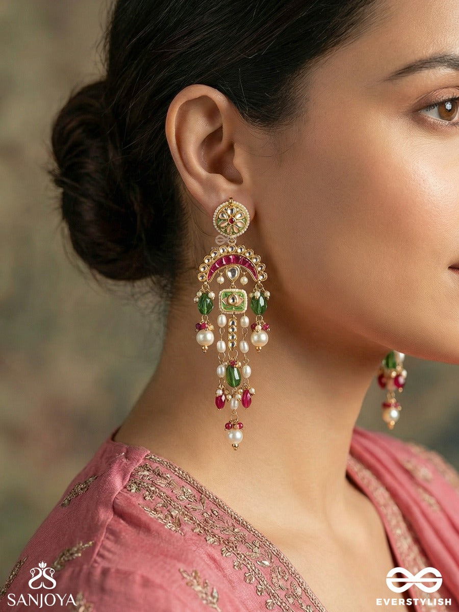 Samrita - Perfect Balance - Statement Earrings With Ornamental Form And Multi-Drop Elements