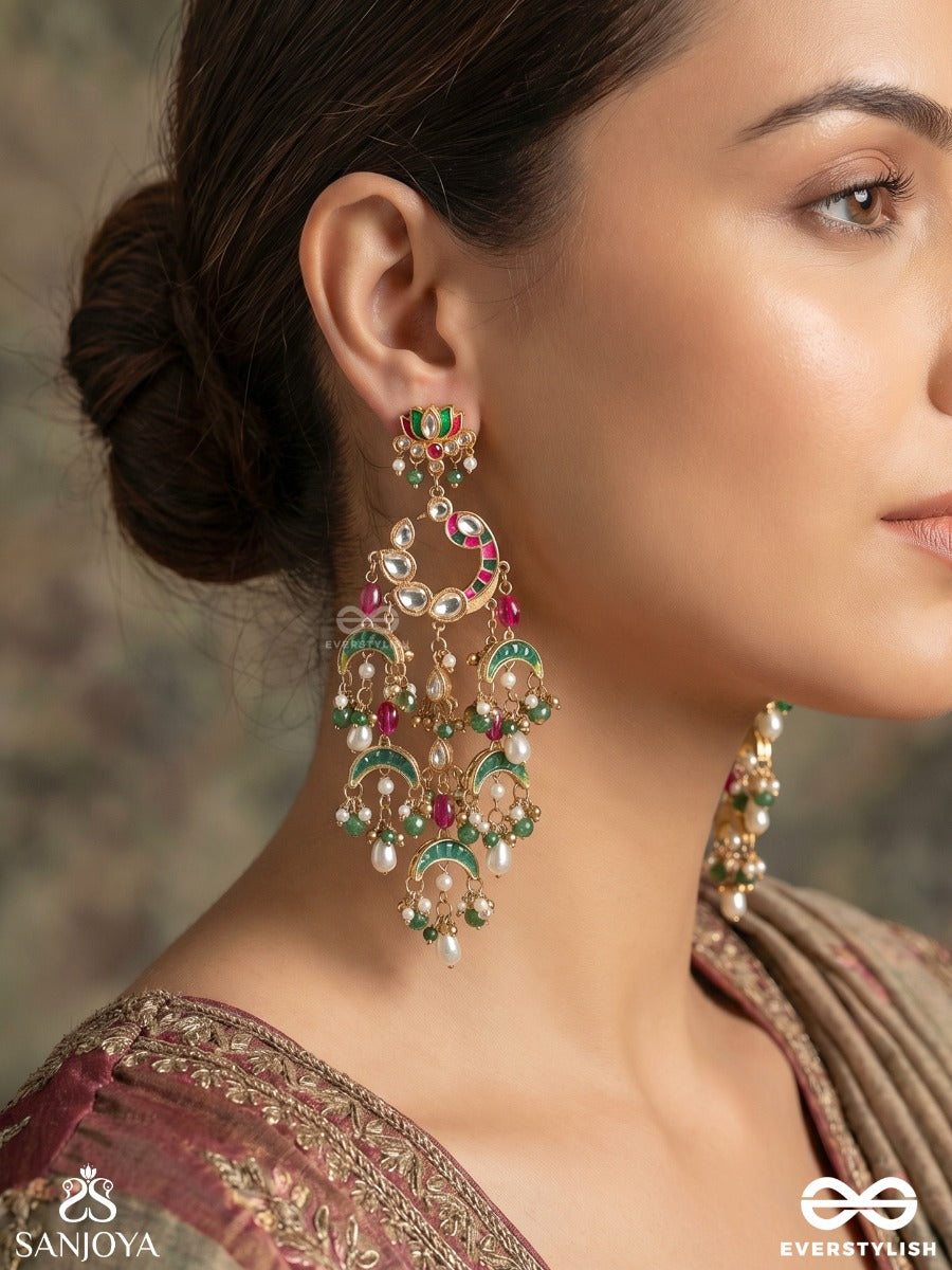 Tarakshree – Starry Splendour – Decorative Earrings With Embellished Panels And Flowing Accents