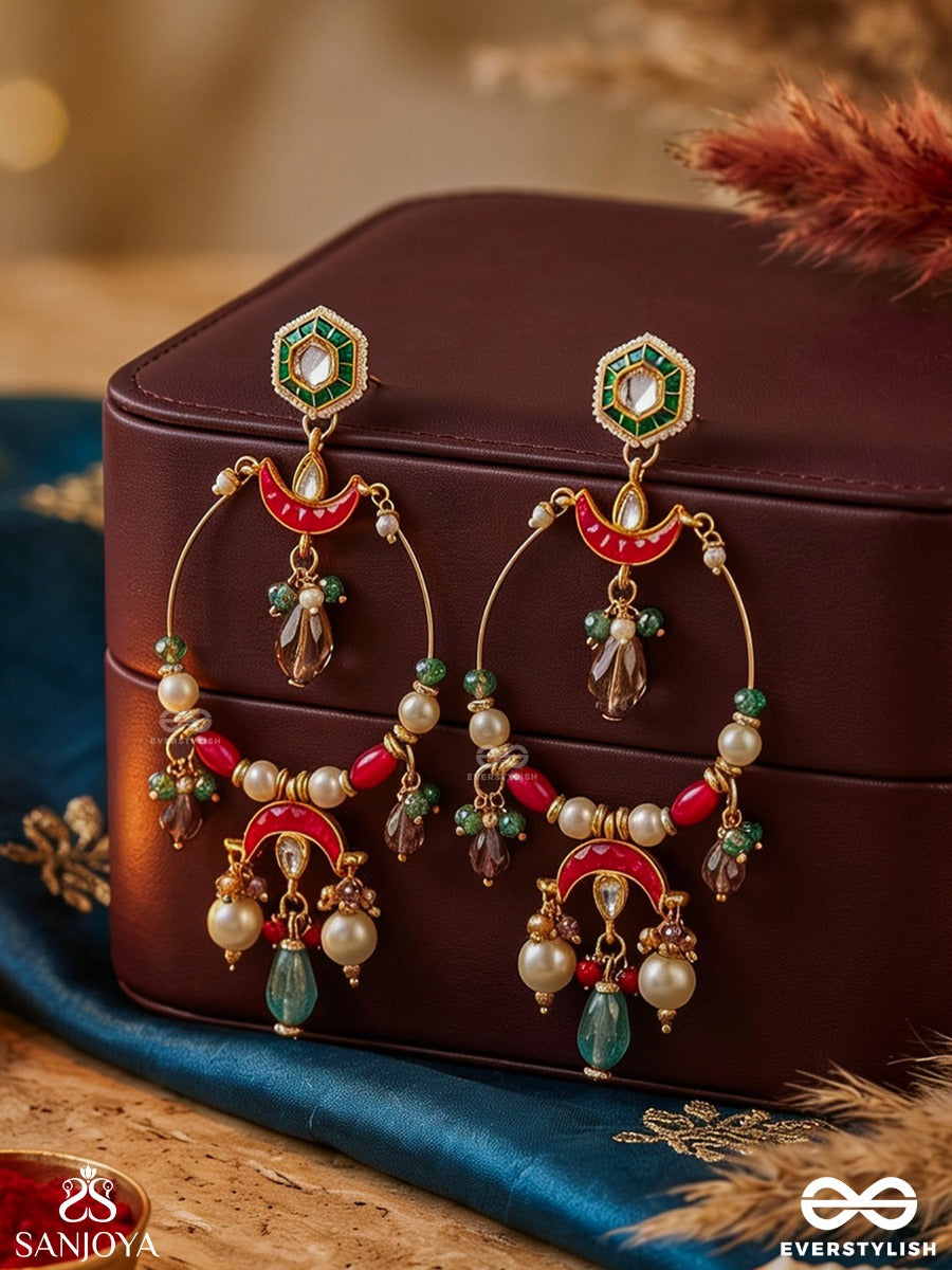 Samriddhika - Abundant Beauty - Statement Earrings With Gemmed Elements And Cascade Details