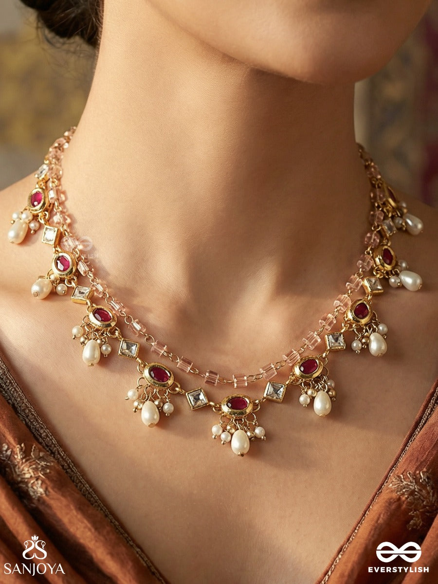Anveshika - Seeking Beauty - Elegant Necklace With Delicate Links And Soft Drop Accents