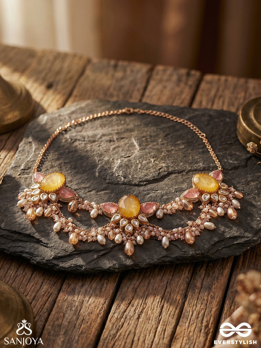 Ambarshobha - Sky-Like Radiance - Decorative Necklace With Embellished Motifs And Cascade Details