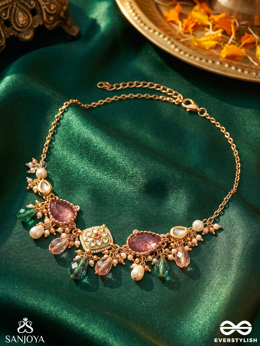 Mayukhika - Rays Of Light - Elegant Necklace With Embellished Elements And Flowing Accents