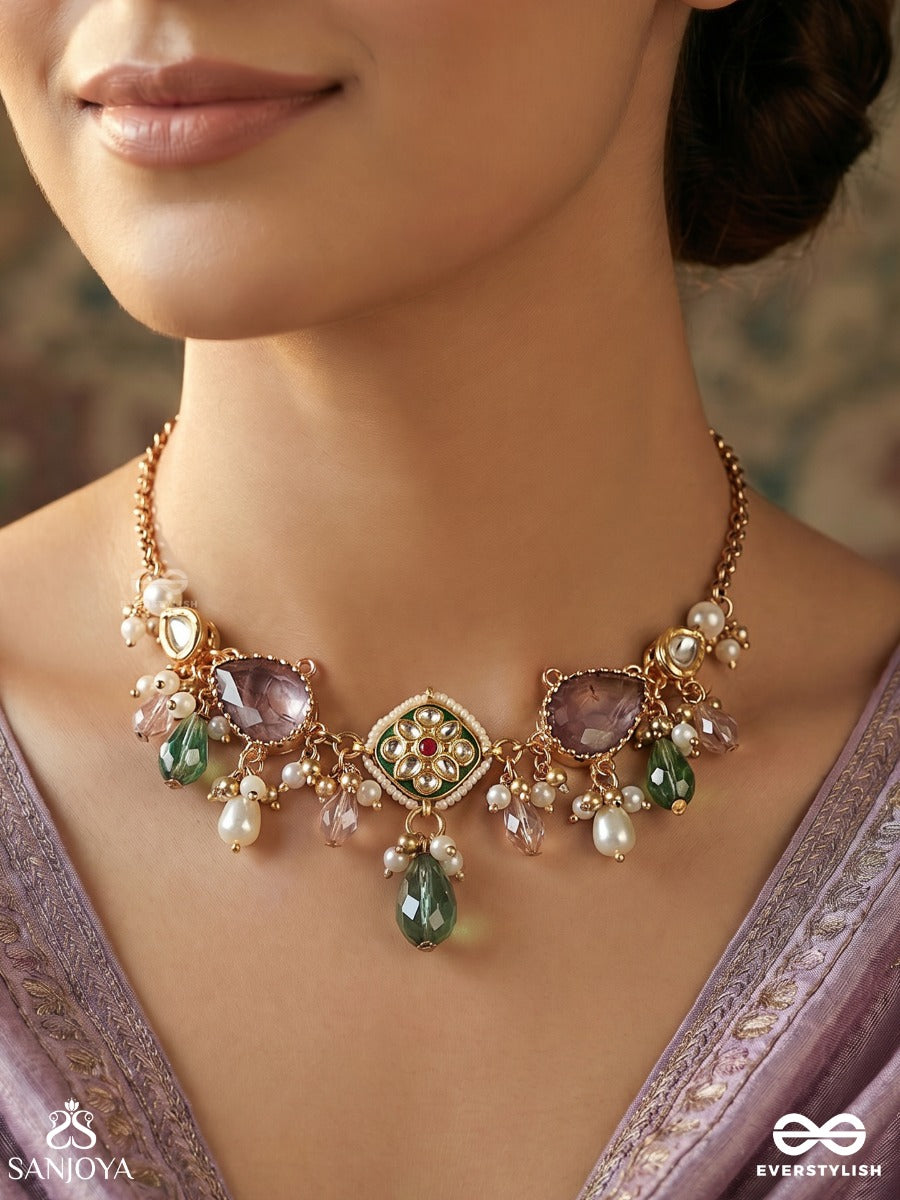 Mayukhika - Rays Of Light - Elegant Necklace With Embellished Elements And Flowing Accents