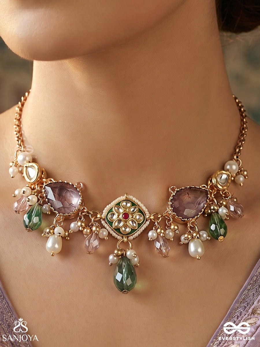 Mayukhika - Rays Of Light - Elegant Necklace With Embellished Elements And Flowing Accents