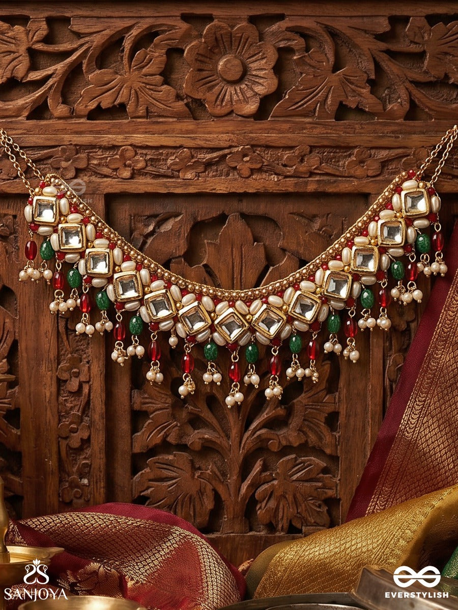 Manitantra - Jewelled Weave - Decorative Necklace With Interlocked Design And Dangling Elements
