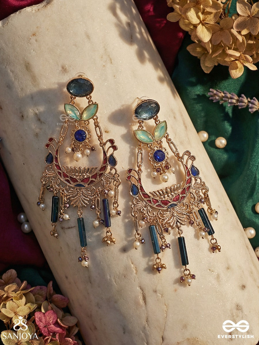 Vibhutarangi - Flow Of Splendour - Statement Earrings With Ornate Frame And Multi-Drop Cascade Accents