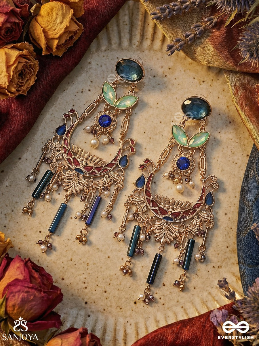Vibhutarangi - Flow Of Splendour - Statement Earrings With Ornate Frame And Multi-Drop Cascade Accents