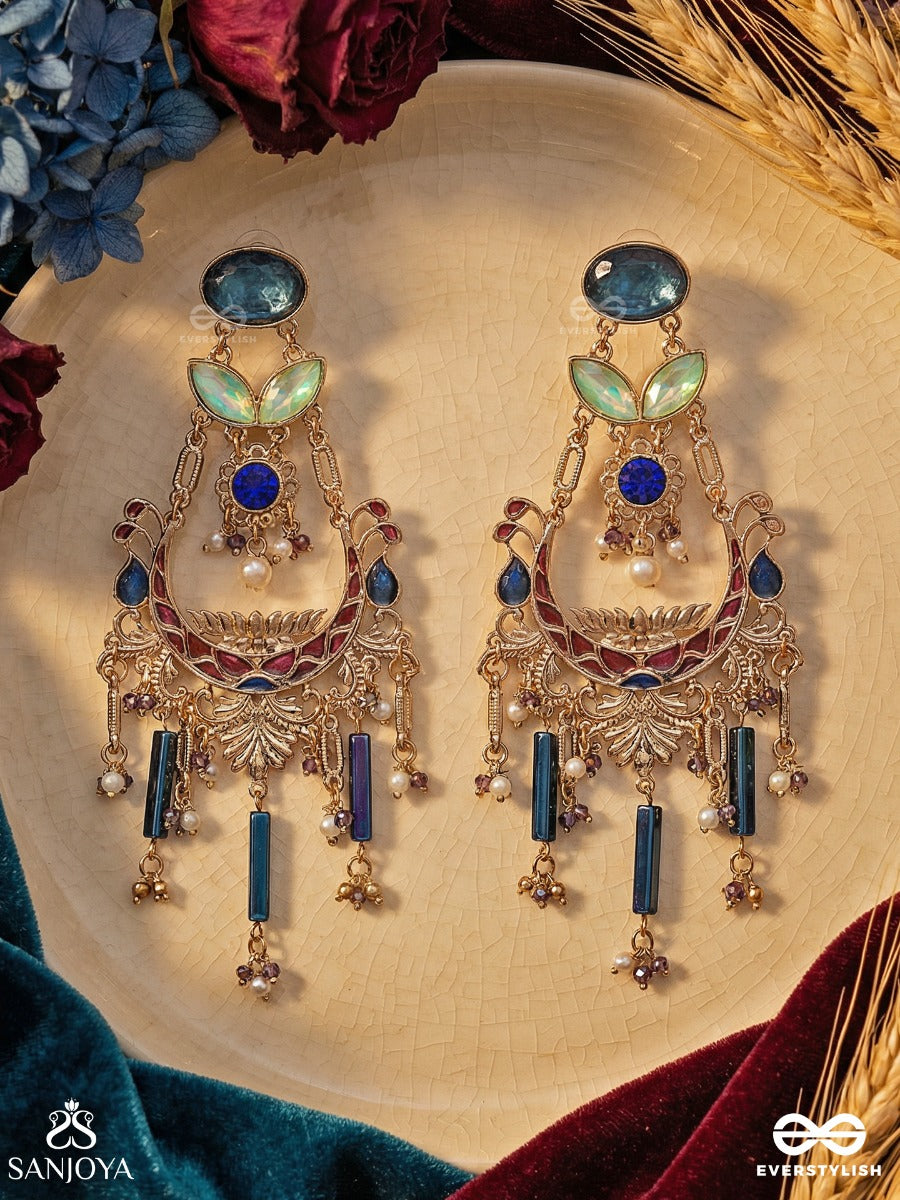 Vibhutarangi - Flow Of Splendour - Statement Earrings With Ornate Frame And Multi-Drop Cascade Accents