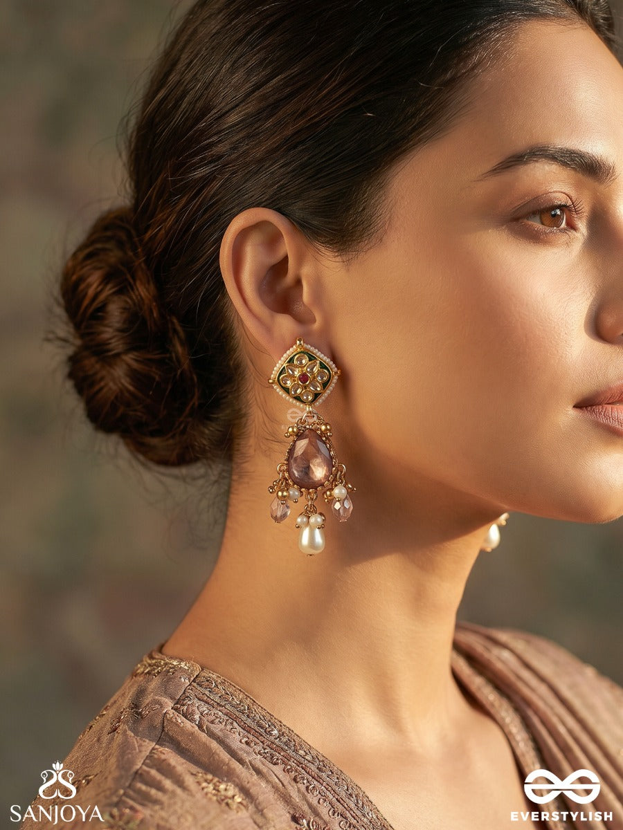 Mayukhika - Rays Of Light - Ornate Earrings With Structured Design And Multi-Drop Details