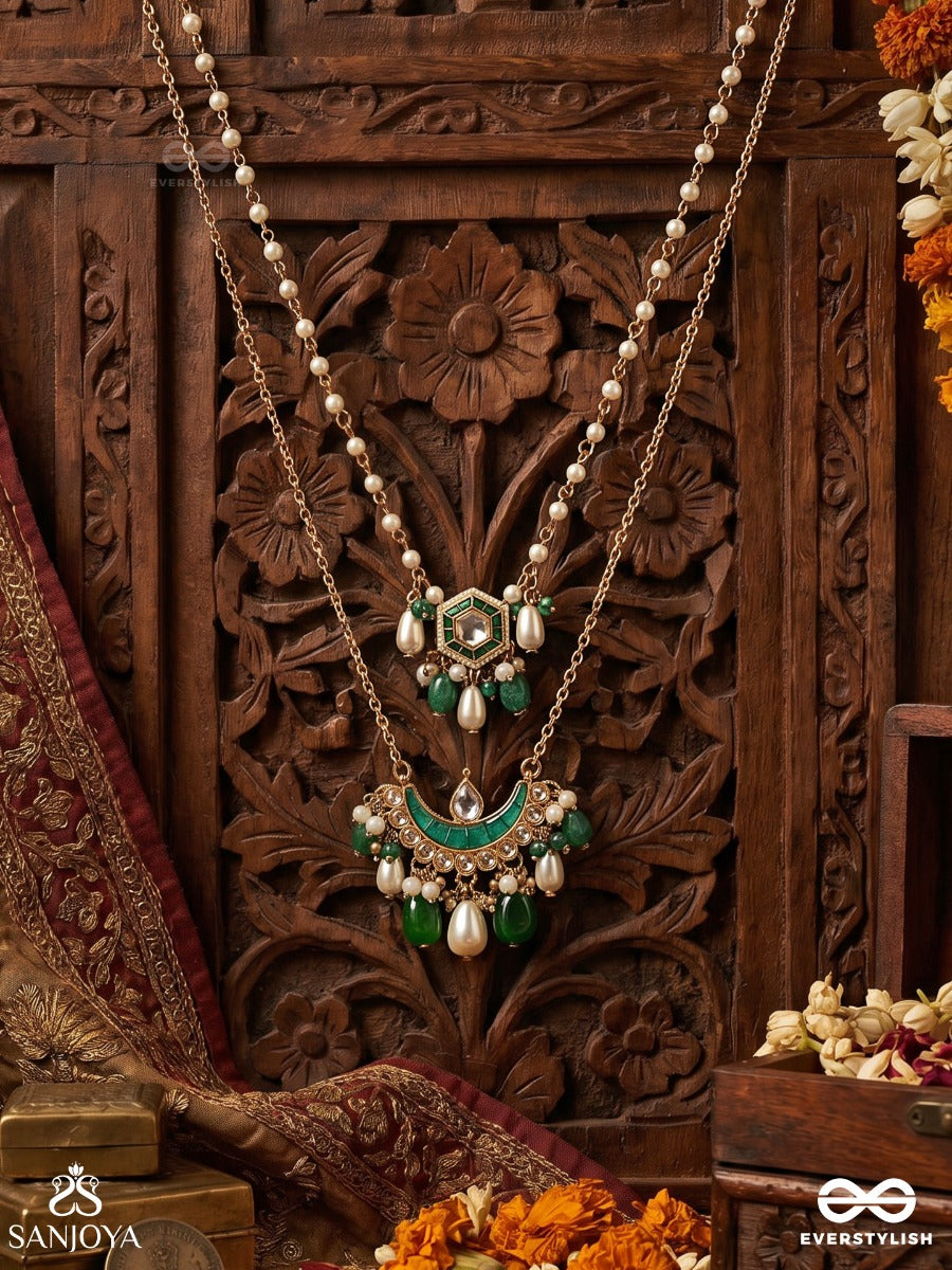 Alokdhwani - Radiant Flow - Statement Necklace With Gemmed Elements And Dangling Details