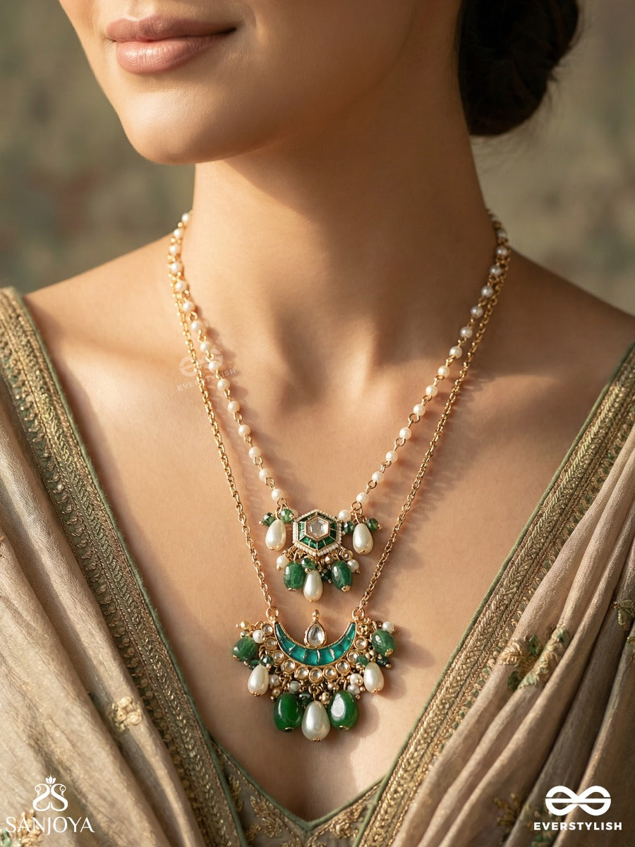 Alokdhwani - Radiant Flow - Statement Necklace With Gemmed Elements And Dangling Details