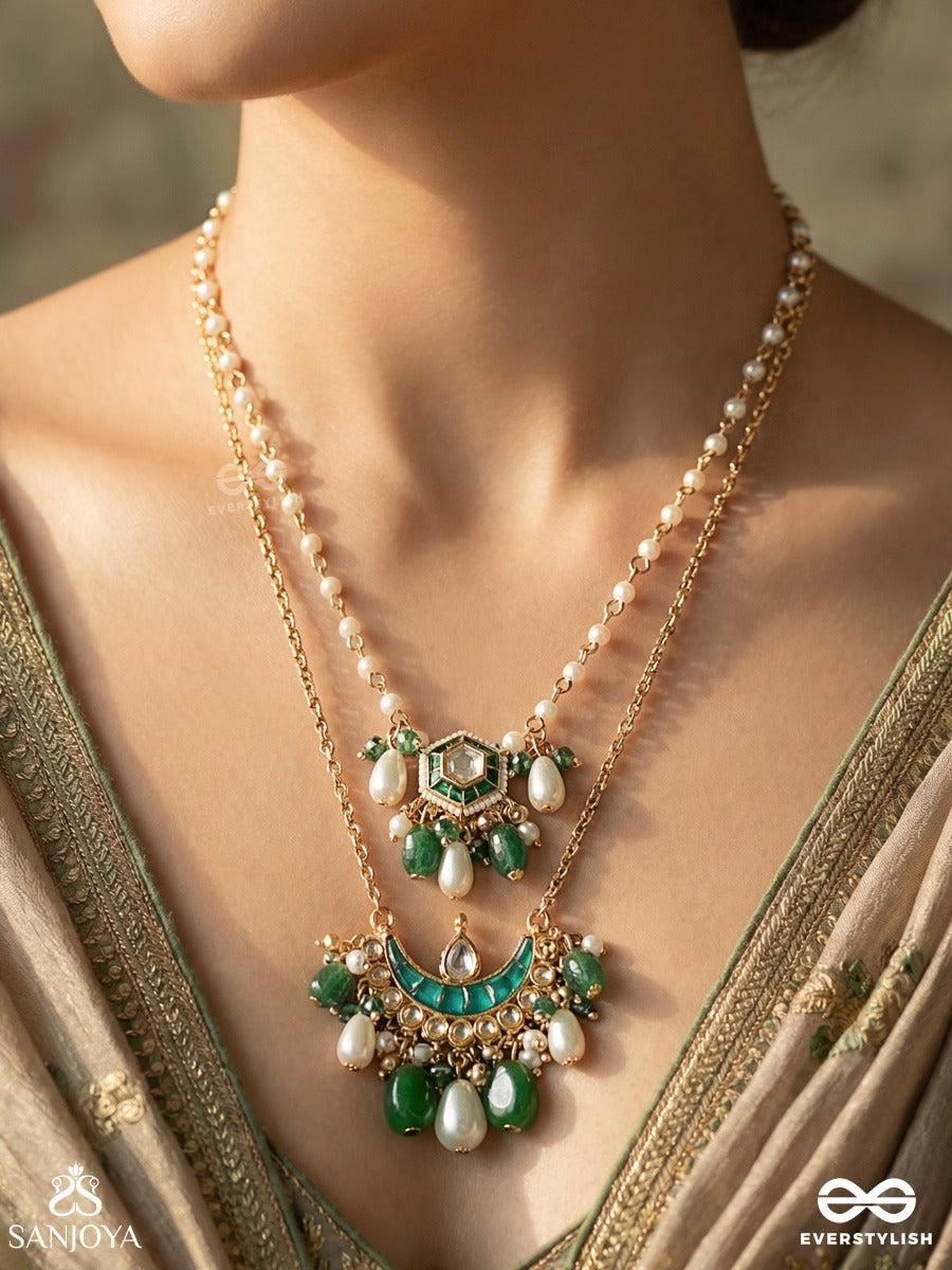 Alokdhwani - Radiant Flow - Statement Necklace With Gemmed Elements And Dangling Details
