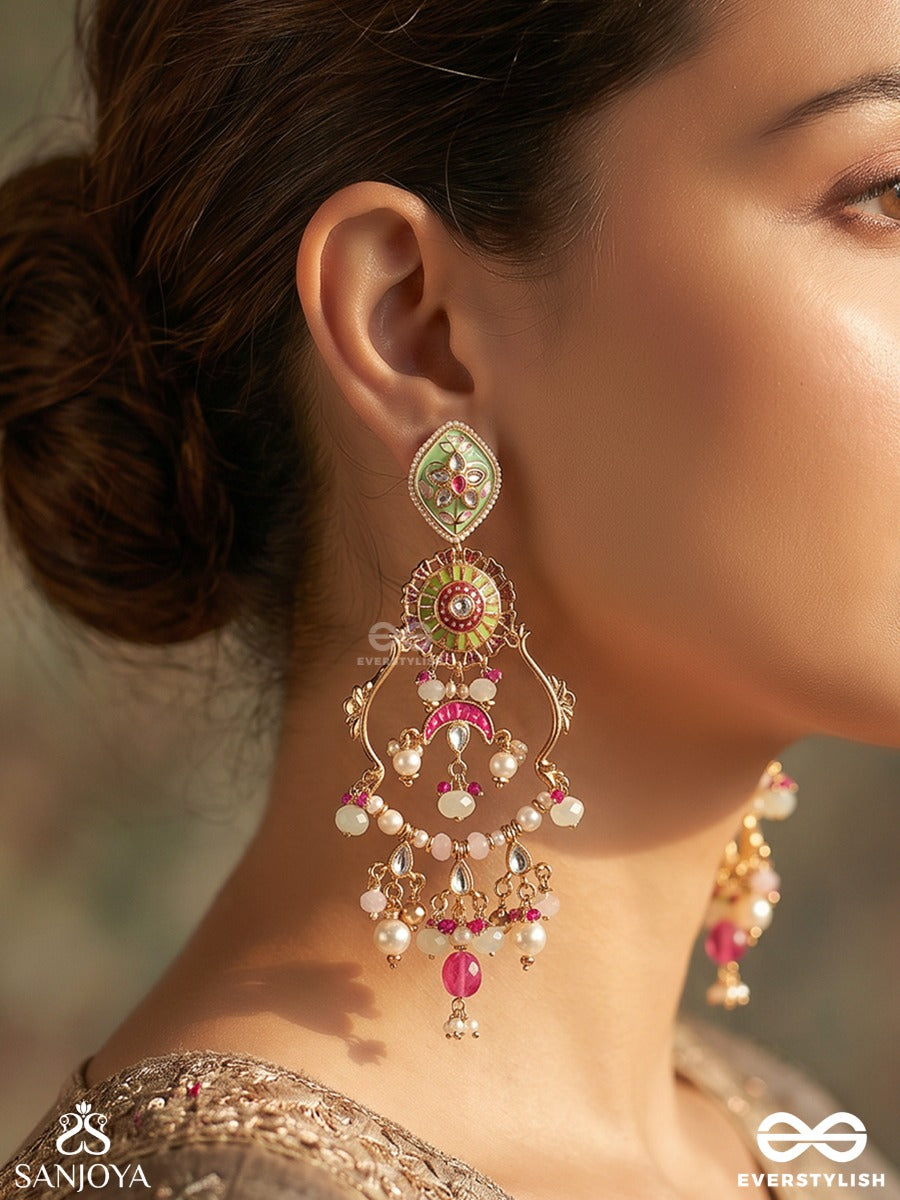 Dhruvika - Constant Grace - Statement Earrings With Structured Form And Multi-Stone Elements