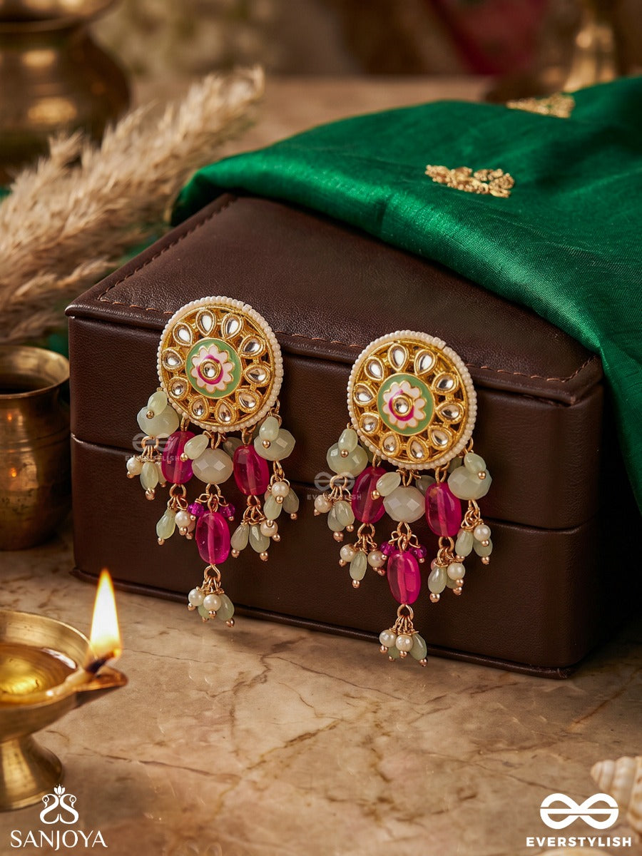 Neevika - Foundation Of Grace - Festive Earrings With Embellished Motifs And Dangling Accents