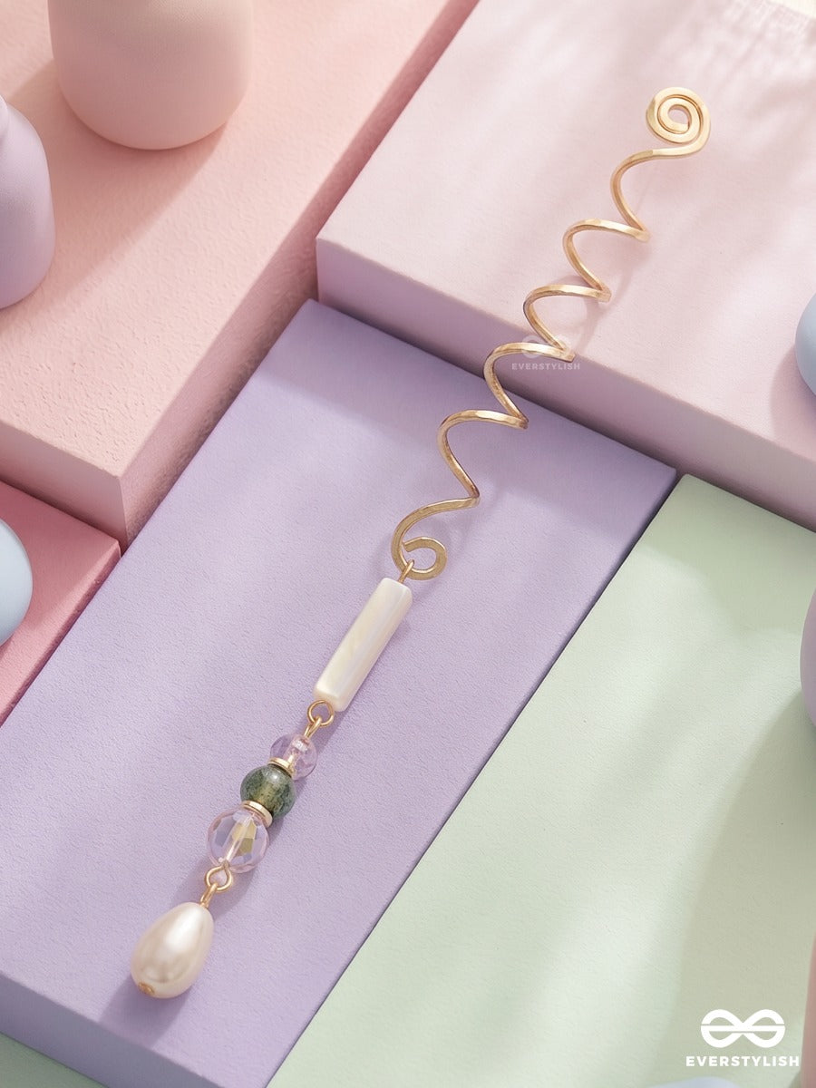 Sage Pearl - Spiral Braidlet With Green Bead And Pearl Drop