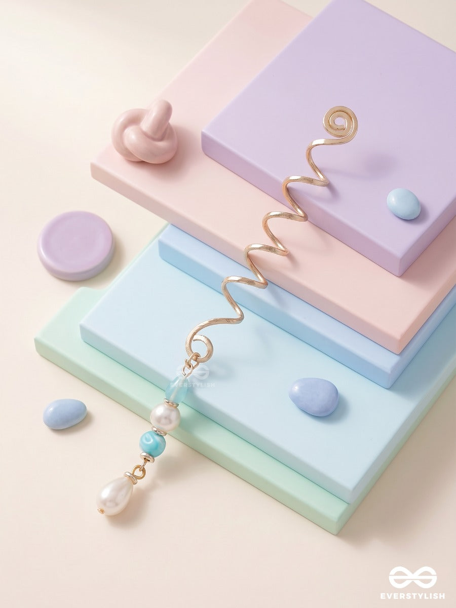 Celeste Drip - Spiral Braidlet With Sky-Toned Bead Details