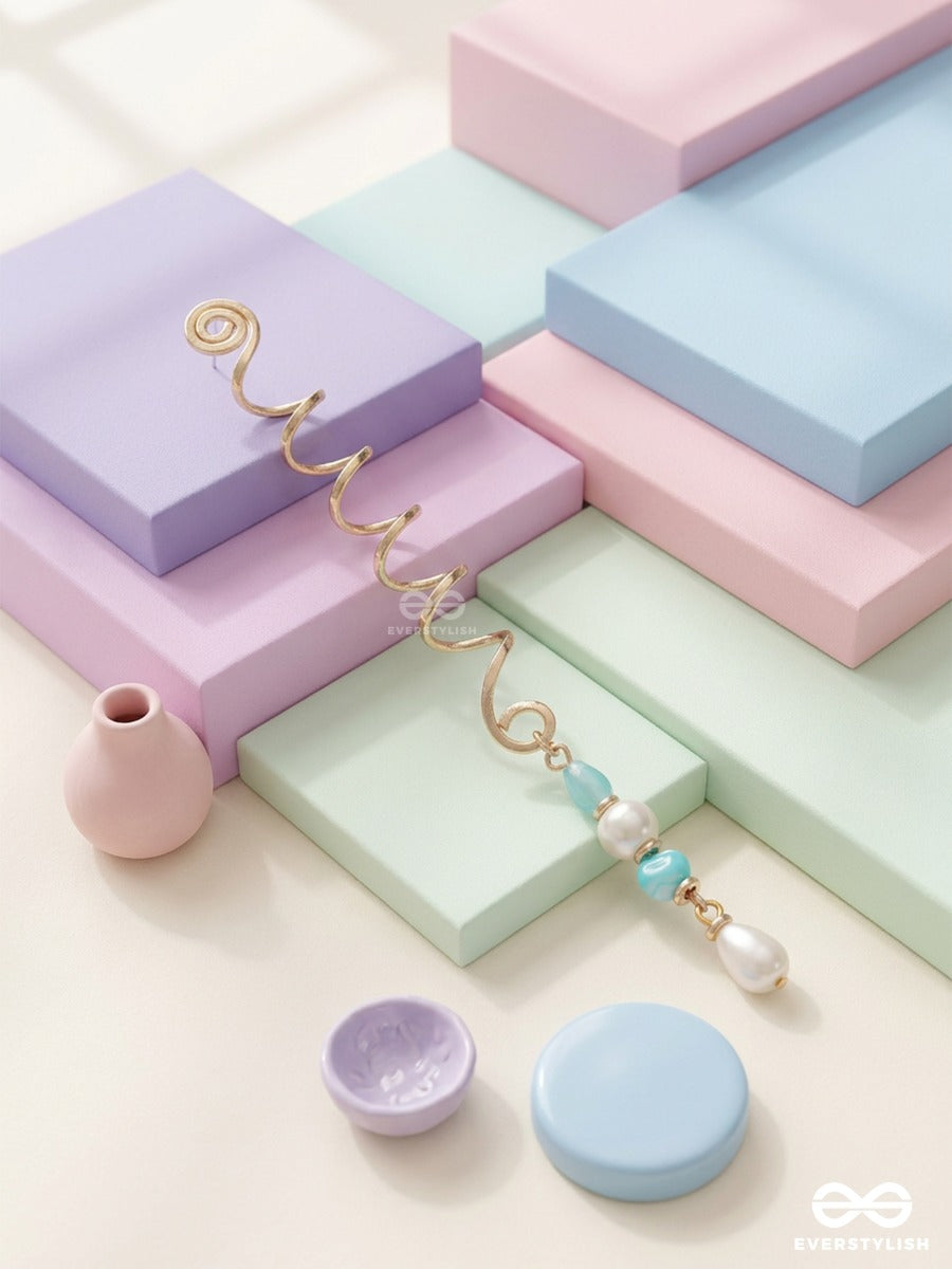 Celeste Drip - Spiral Braidlet With Sky-Toned Bead Details
