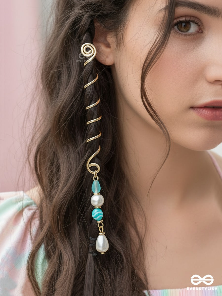 Celeste Drip - Spiral Braidlet With Sky-Toned Bead Details
