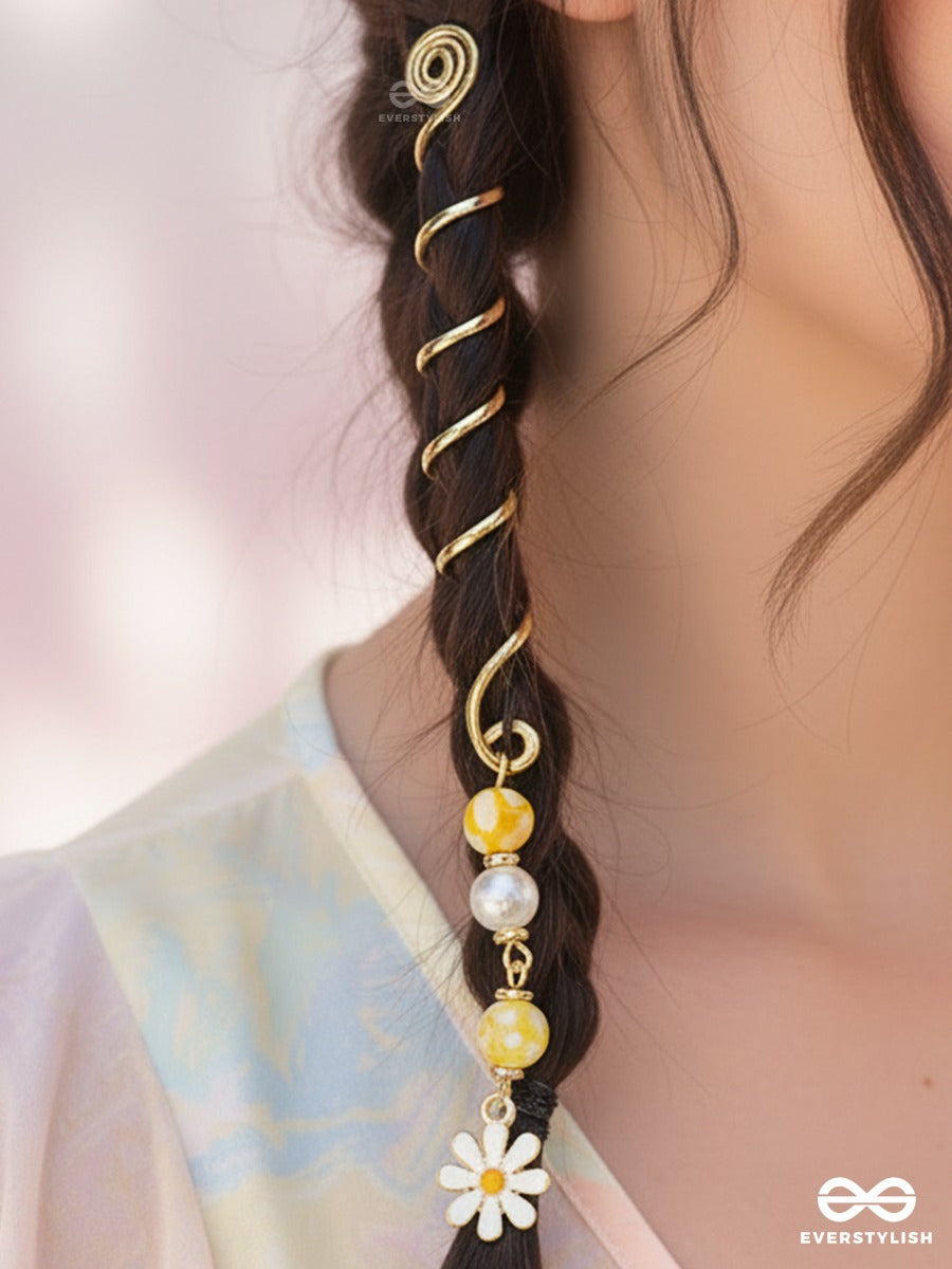 Marigold Glow - Delicate Spiral Braidlet With Yellow Beadwork