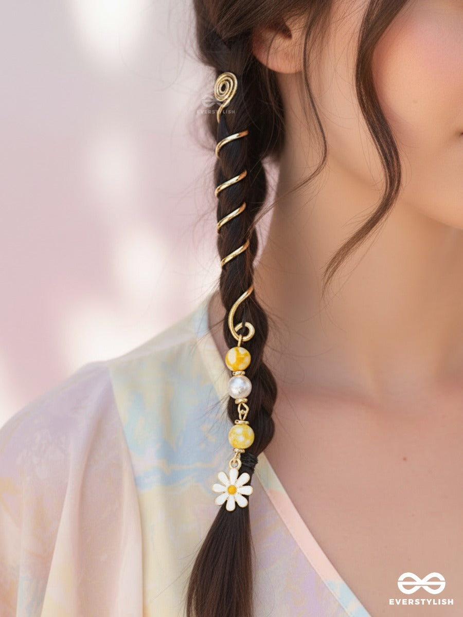 Marigold Glow - Delicate Spiral Braidlet With Yellow Beadwork