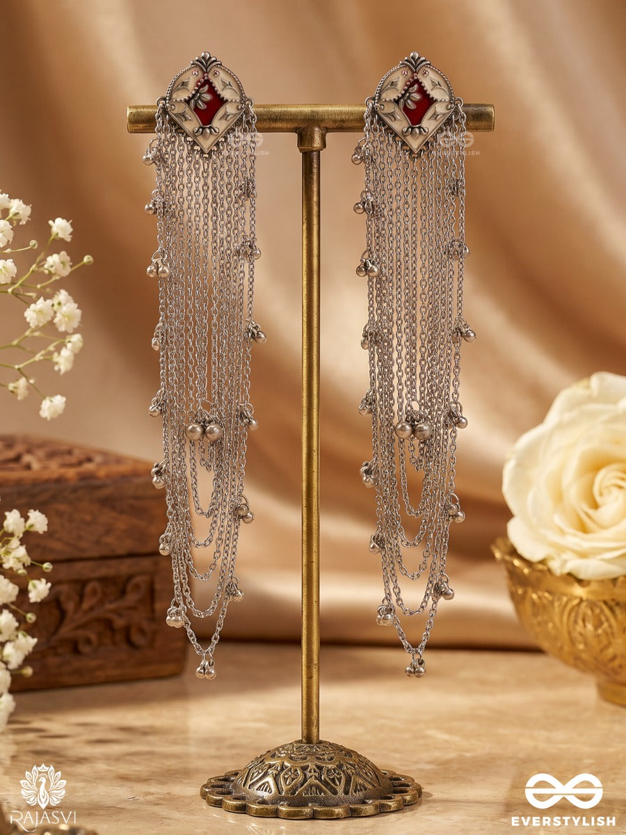Morni Kaskad – Long Drop Chain Oxidised Kashmiri Earrings