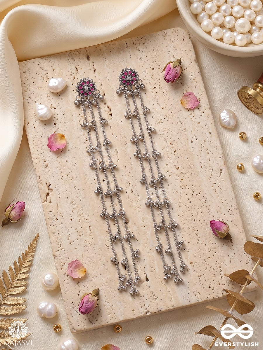 Gulnaar Chains – Long Drop Oxidised Kashmiri Earrings