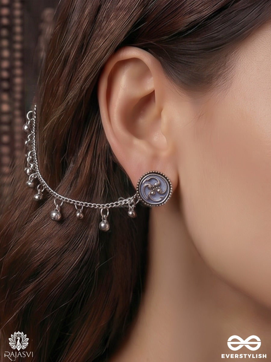 Noor Zanjira – Oxidised Stud Earchain Earrings