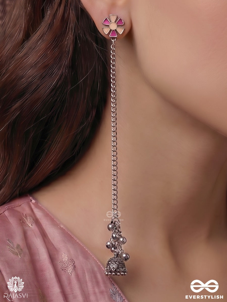 Gul Dori – Long Drop Oxidised Kashmiri Earrings