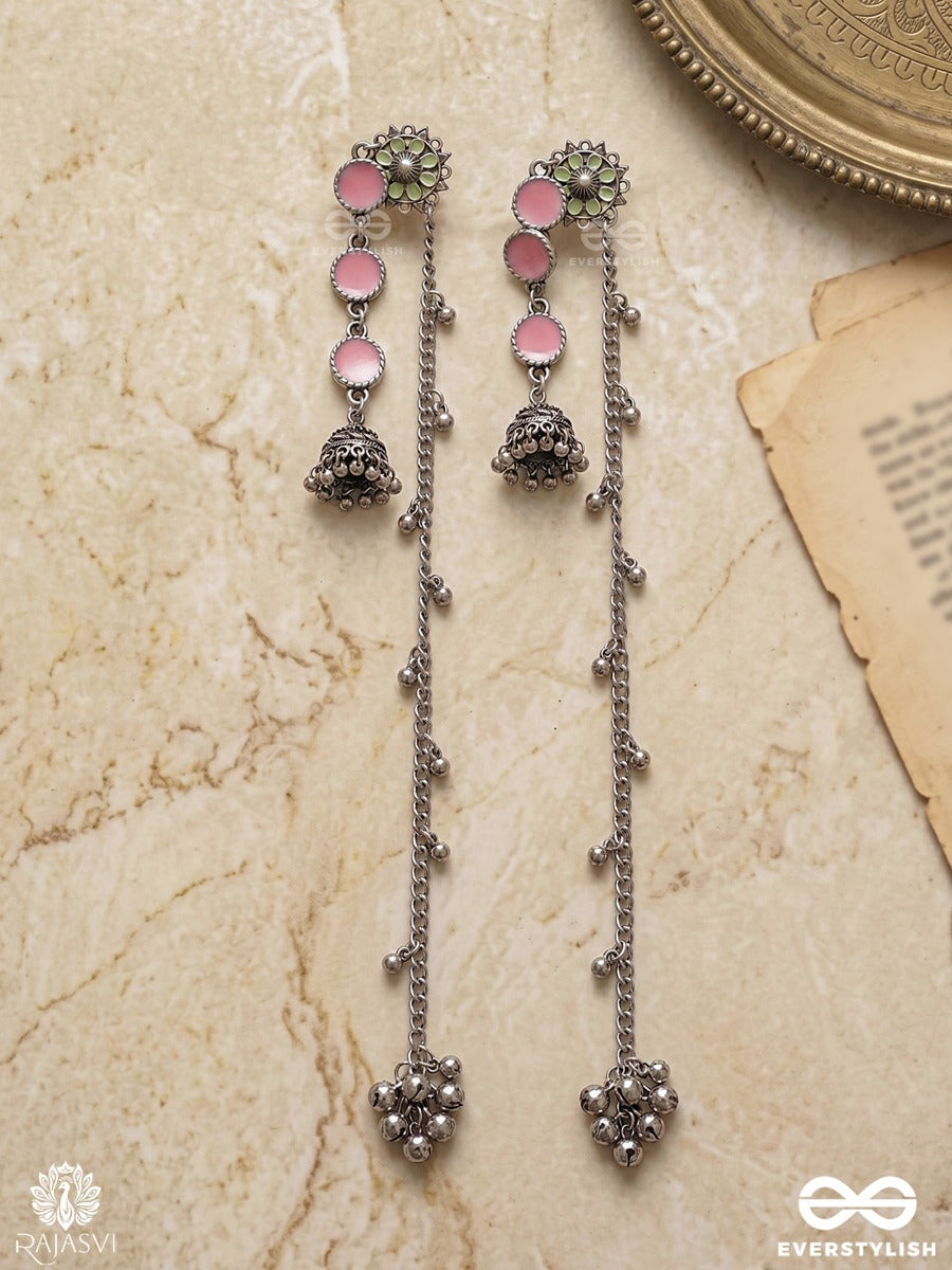 Tajveer Flow – Chain Drop Oxidised Kashmiri Earrings