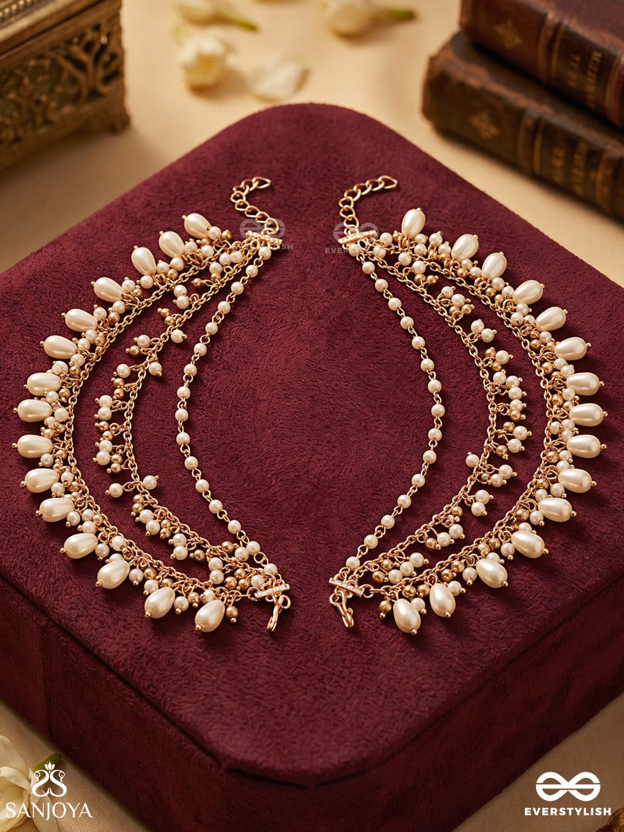 Gauranika – Pure Glow – Layered Earchain With Dangling Pearl Drops And Flowing Accents
