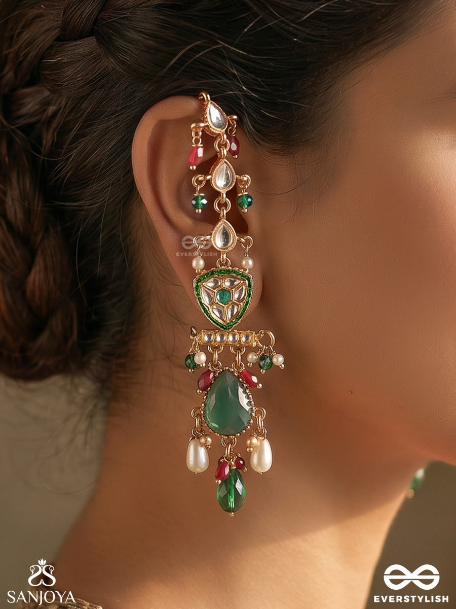 Quasira – Radiant Charm – Festive Earrings With Kaan Chain, Ornamental Links And Multi-Drop Elements