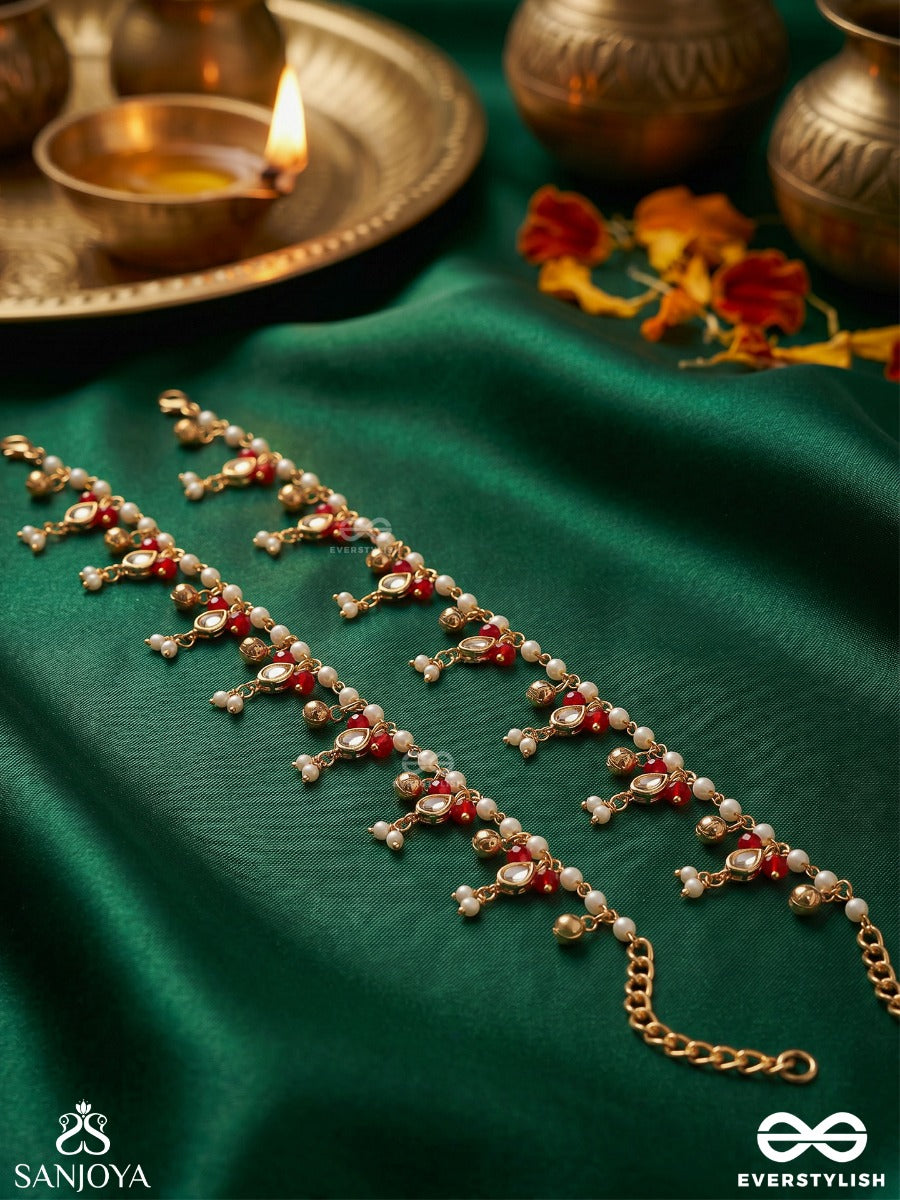 Payalrekha – Rhythmic Trace – Delicate Pair Of Anklets With Dainty Bead Clusters And Flowing Details