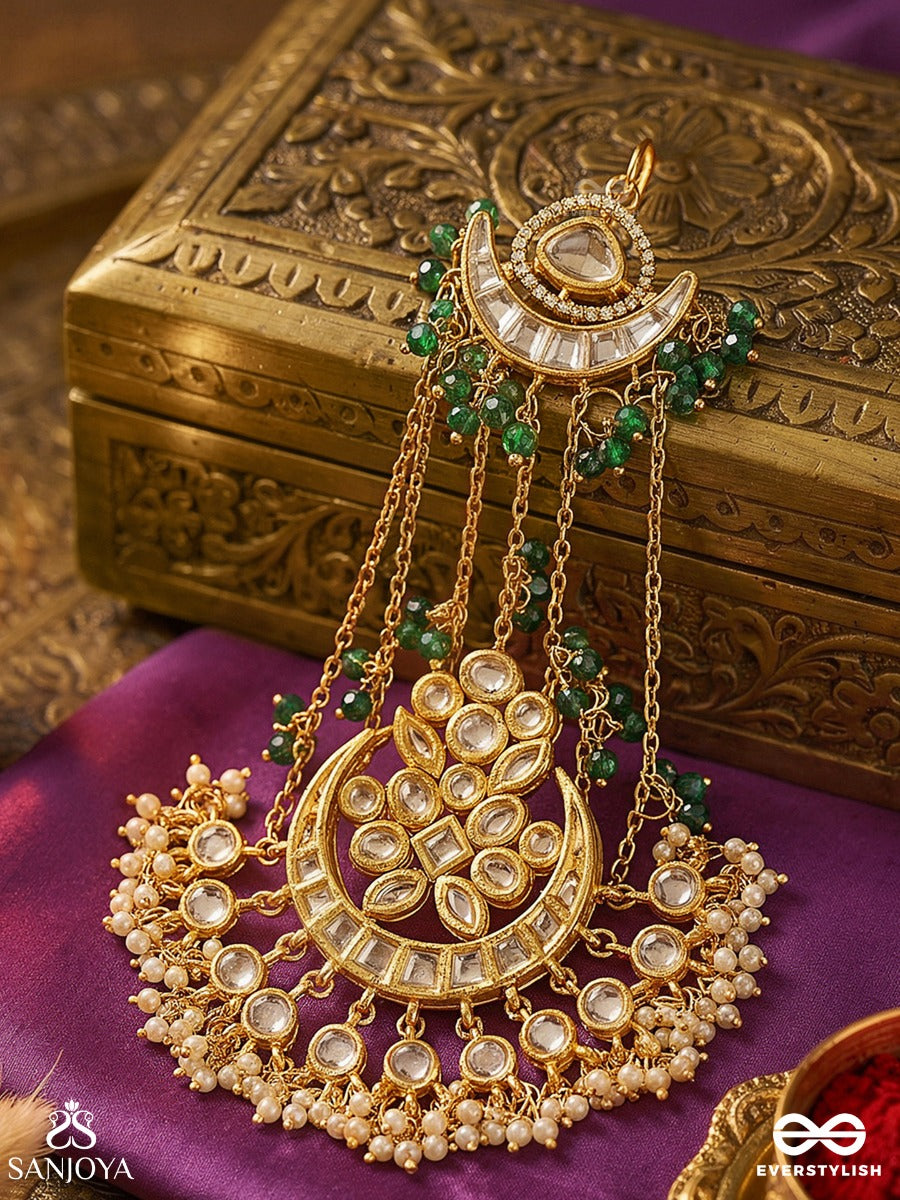 Zarbafta – Woven In Gold – Festive Passa With Dangling Emerald Drops And Cascade Details