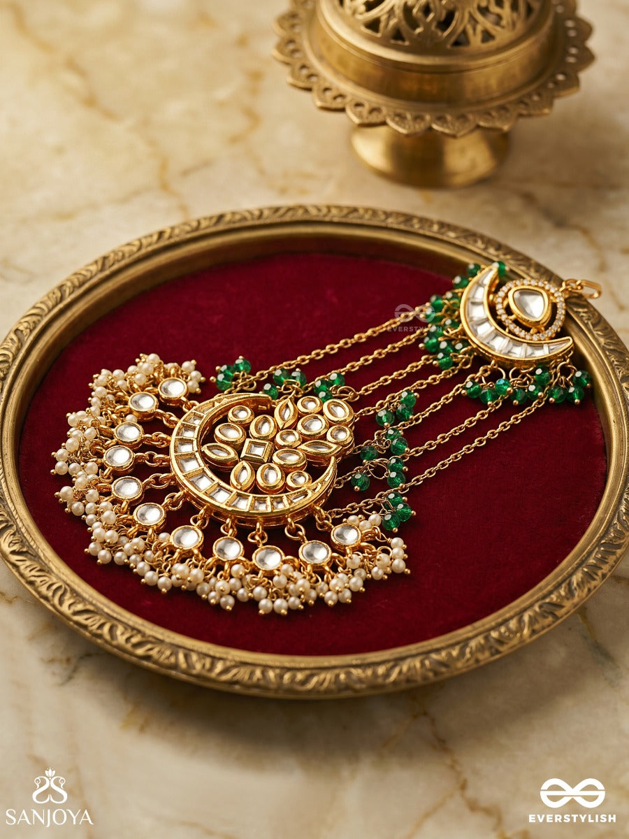 Zarbafta – Woven In Gold – Festive Passa With Dangling Emerald Drops And Cascade Details