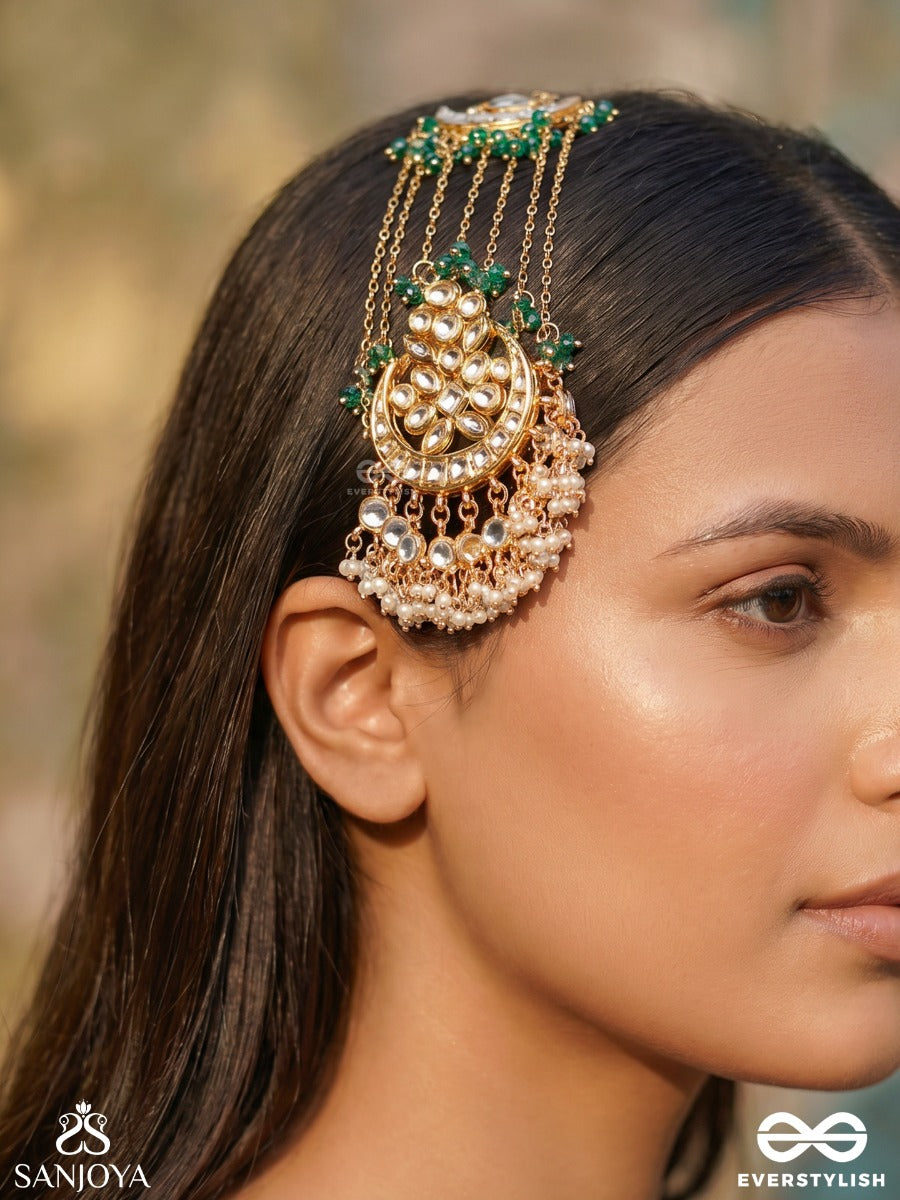 Zarbafta – Woven In Gold – Festive Passa With Dangling Emerald Drops And Cascade Details