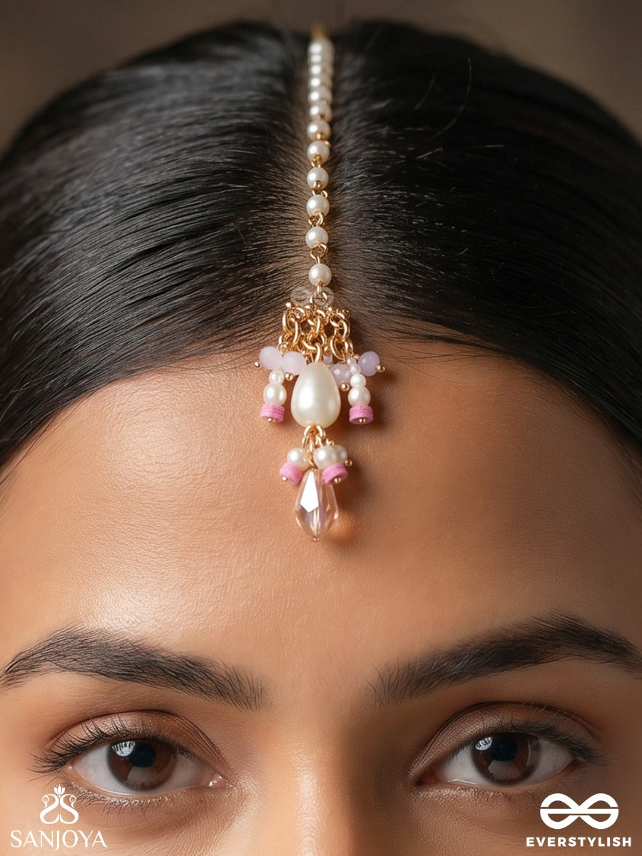 Noortilika – Radiant Adornment – Delicate Maangtika With Floral Motifs And Dangling Stone Accents