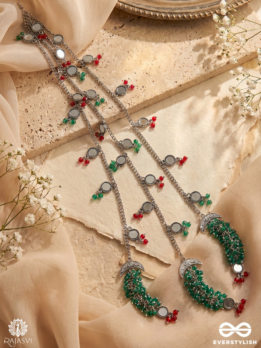 Kohraani Taarpankh – Oxidised Braid Paranda With Turquoise Chain Details