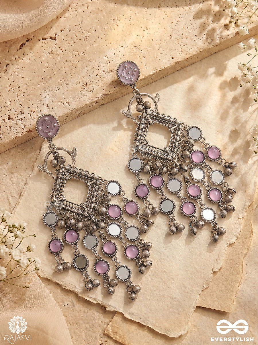 Pirzaada Lehraaq – Oxidised Festive Earrings With Pink Stone Embellishments