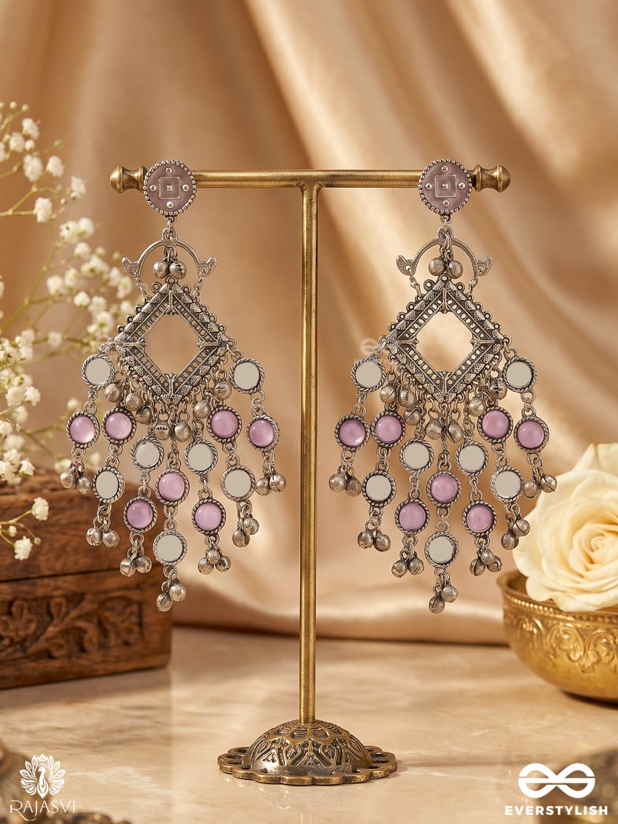 Pirzaada Lehraaq – Oxidised Festive Earrings With Pink Stone Embellishments