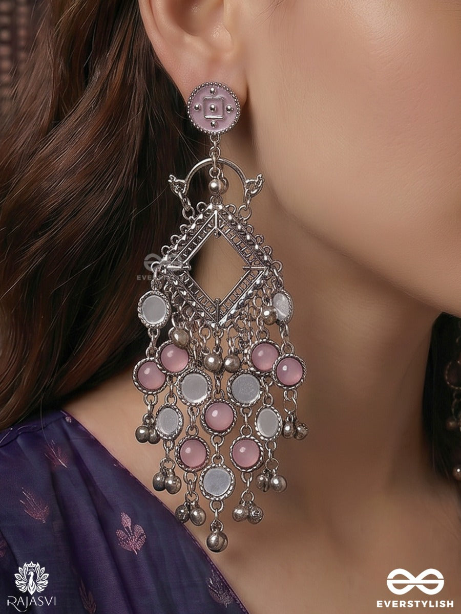 Pirzaada Lehraaq – Oxidised Festive Earrings With Pink Stone Embellishments