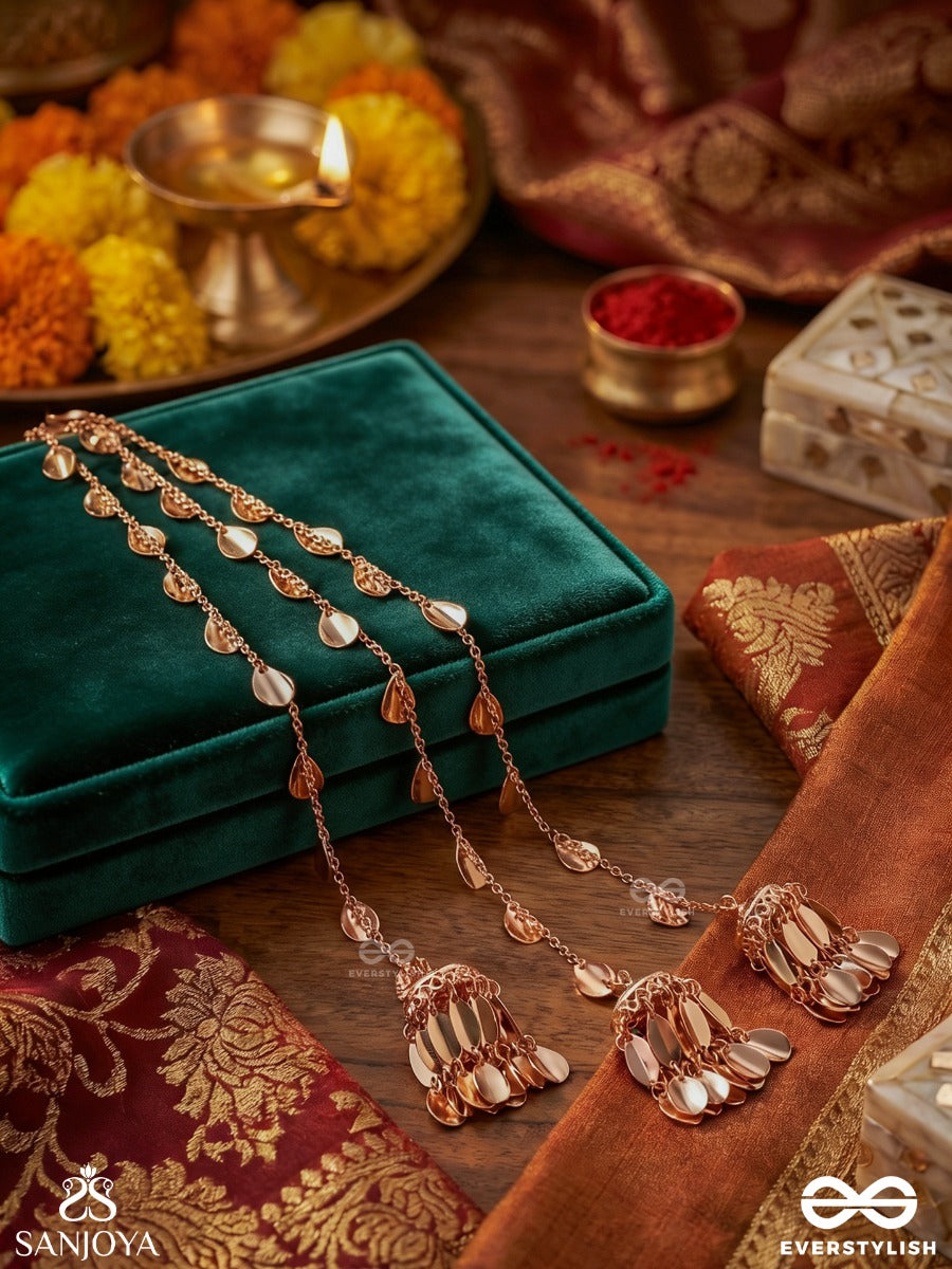 Dhwanika – Echo Of Grace – Ornate Braid Paranda Hair Accessory With Golden-Tone Disc Details, Chain Layers And Dangling Metal Accents