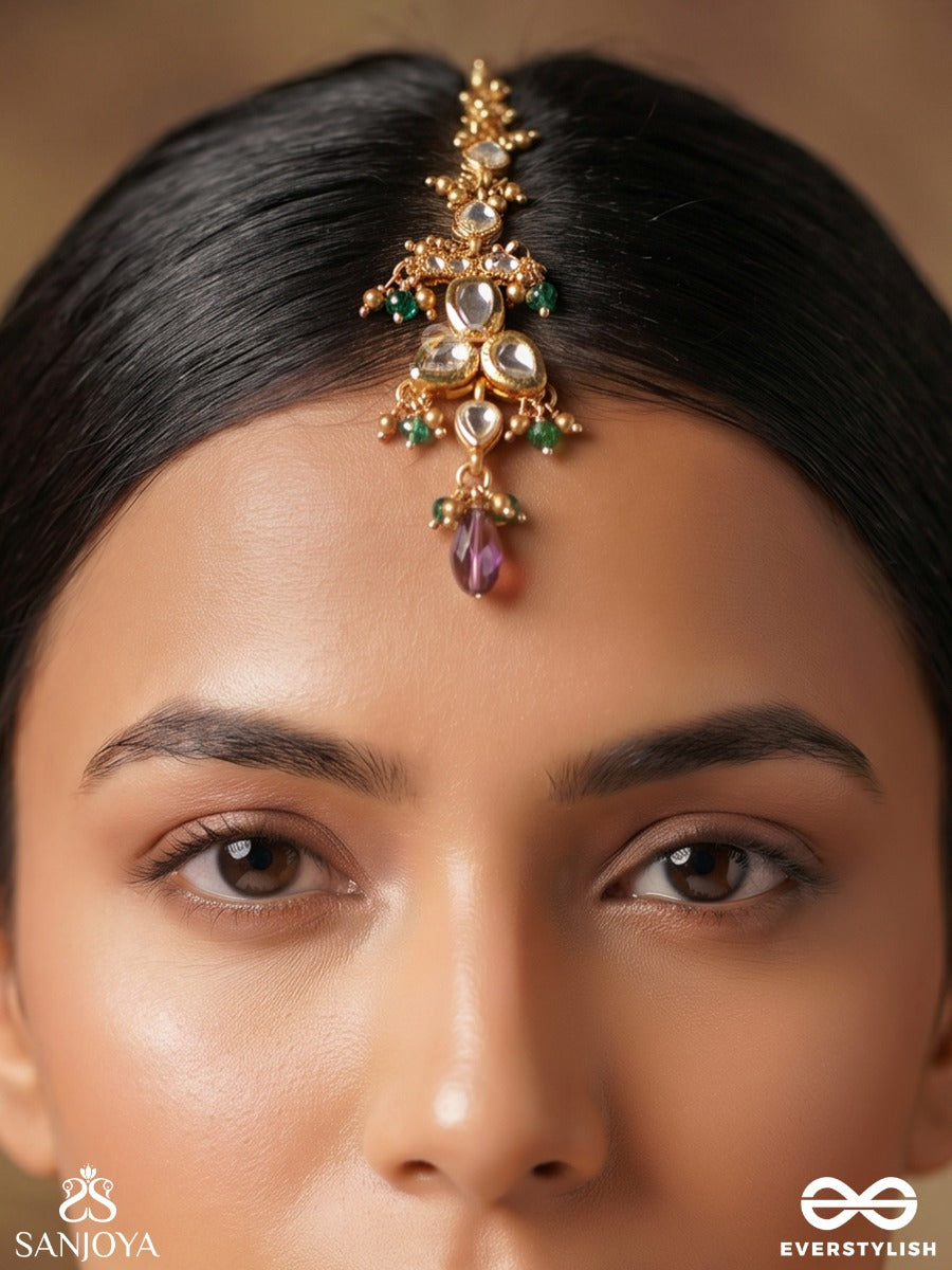 Ojasvini – Radiant Splendour – Ornate Maangtika With Gemmed Motifs, Pearl Chains And Dangling Accents