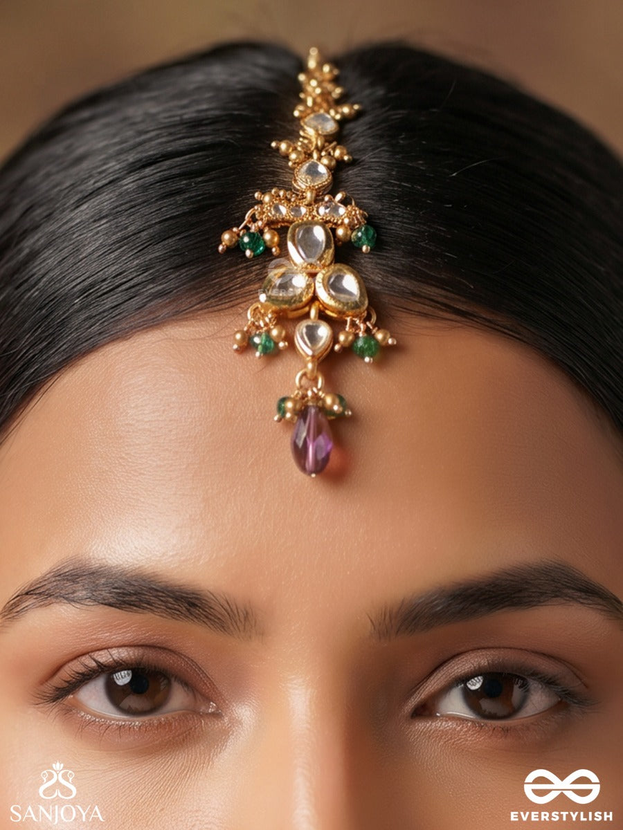 Ojasvini – Radiant Splendour – Ornate Maangtika With Gemmed Motifs, Pearl Chains And Dangling Accents